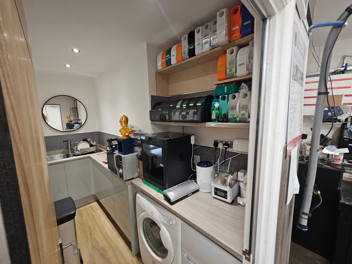 3D-printing station and filament storage at The Joinery Hub Glasgow