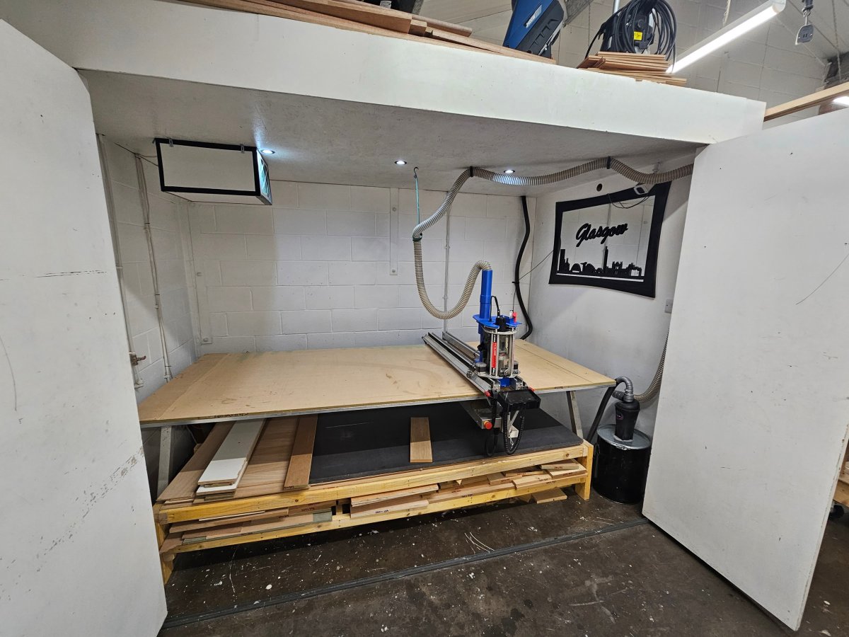 Large-format CNC router enclosure at The Joinery Hub Glasgow